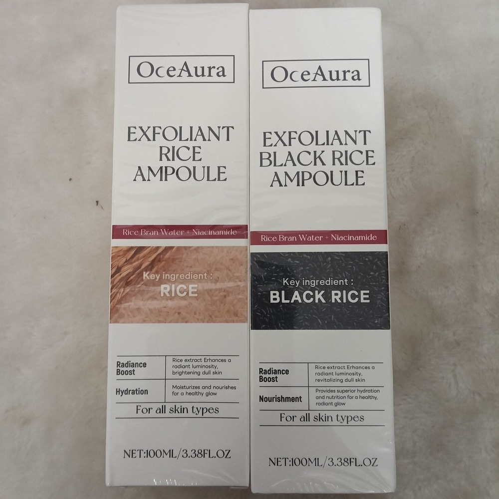 OceAura Exfoliant Rice Ampoule & Black Rice Ampoule Set 100ml 3.38oz Niacinamide